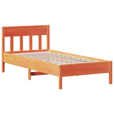 vidaXL viaszbarna tömör fenyőfa ágykeret fejtámlával 100 x 200 cm (842657) ágy és ágykellék