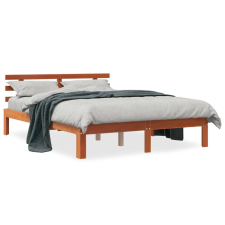 vidaXL viaszbarna tömör fenyőfa ágykeret fejtámlával 120 x 190 cm ágy és ágykellék