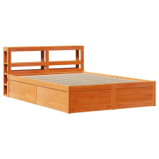vidaXL viaszbarna tömör fenyőfa ágykeret fejtámlával 120 x 190 cm (3306362) ágy és ágykellék
