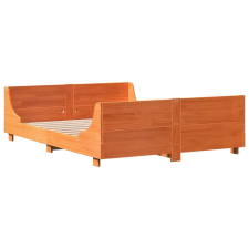 vidaXL viaszbarna tömör fenyőfa ágykeret fejtámlával 120 x 200 cm (850772) ágy és ágykellék