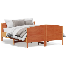vidaXL viaszbarna tömör fenyőfa ágykeret fejtámlával 135 x 190 cm ágy és ágykellék