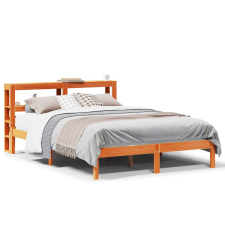 vidaXL viaszbarna tömör fenyőfa ágykeret fejtámlával 135 x 190 cm ágy és ágykellék