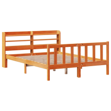 vidaXL viaszbarna tömör fenyőfa ágykeret fejtámlával 135 x 190 cm (3306593) ágy és ágykellék