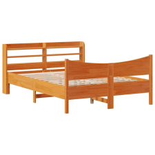 vidaXL viaszbarna tömör fenyőfa ágykeret fejtámlával 135 x 190 cm (3307061) ágy és ágykellék