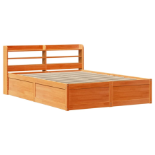 vidaXL viaszbarna tömör fenyőfa ágykeret fejtámlával 135 x 190 cm (3307100) ágy és ágykellék