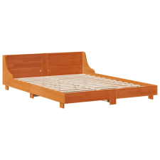 vidaXL viaszbarna tömör fenyőfa ágykeret fejtámlával 135 x 190 cm (850745) ágy és ágykellék