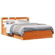 vidaXL viaszbarna tömör fenyőfa ágykeret fejtámlával 140 x 190 cm ágy és ágykellék