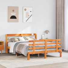 vidaXL viaszbarna tömör fenyőfa ágykeret fejtámlával 140 x 190 cm ágy és ágykellék