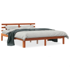 vidaXL viaszbarna tömör fenyőfa ágykeret fejtámlával 150x200 cm ágy és ágykellék