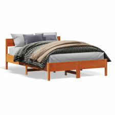 vidaXL viaszbarna tömör fenyőfa ágykeret fejtámlával 150x200 cm ágy és ágykellék