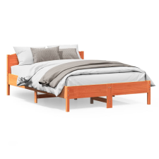 vidaXL viaszbarna tömör fenyőfa ágykeret fejtámlával 160 x 200 cm ágy és ágykellék