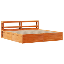 vidaXL viaszbarna tömör fenyőfa ágykeret fejtámlával 200 x 200 cm (3306332) ágy és ágykellék