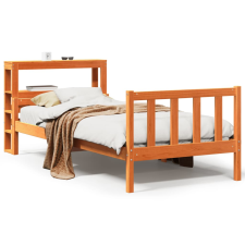 vidaXL viaszbarna tömör fenyőfa ágykeret fejtámlával 75 x 190 cm ágy és ágykellék