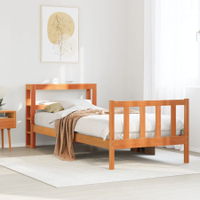 vidaXL viaszbarna tömör fenyőfa ágykeret fejtámlával 75 x 190 cm ágy és ágykellék