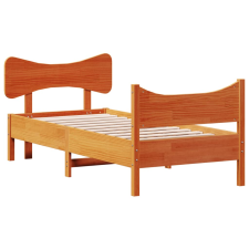 vidaXL viaszbarna tömör fenyőfa ágykeret fejtámlával 75 x 190 cm (3216407) ágy és ágykellék