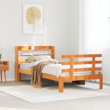 vidaXL viaszbarna tömör fenyőfa ágykeret fejtámlával 90 x 190 cm ágy és ágykellék