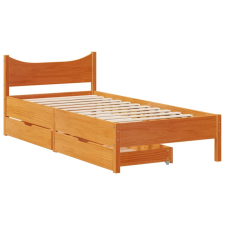 vidaXL viaszbarna tömör fenyőfa ágykeret fiókokkal 100 x 200 cm (3301913) ágy és ágykellék