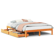 vidaXL viaszbarna tömör fenyőfa ágykeret fiókokkal 120 x 200 cm (3301965) ágy és ágykellék
