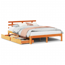vidaXL viaszbarna tömör fenyőfa ágykeret fiókokkal 150 x 200 cm (3302029) ágy és ágykellék