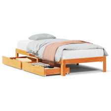 vidaXL viaszbarna tömör fenyőfa ágykeret fiókokkal 75 x 190 cm (3301958) ágy és ágykellék