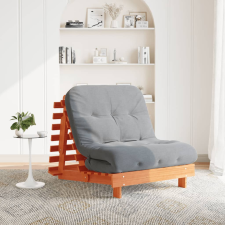 vidaXL viaszbarna tömör fenyőfa futon kanapéágy matraccal 80x206x11 cm bútor