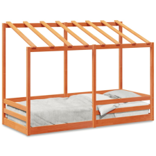 vidaXL viaszbarna tömör fenyőfa gyerekágy tetővel 75 x 190 cm gyermekágy