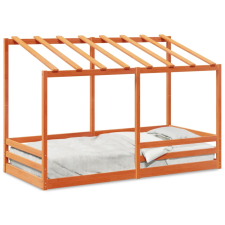 vidaXL viaszbarna tömör fenyőfa gyerekágy tetővel 90 x 200 cm gyermekágy
