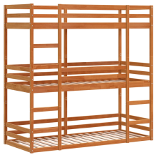 vidaXL viaszbarna tömör fenyőfa háromszintes ágy 90 x 200 cm ágy és ágykellék