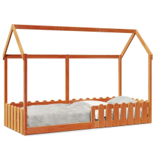 vidaXL viaszbarna tömör fenyőfa házikó gyerekágykeret 80 x 200 cm ágy és ágykellék