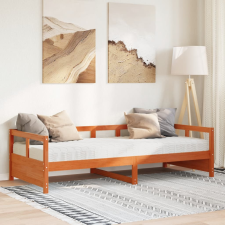 vidaXL viaszbarna tömör fenyőfa kanapéágy matraccal 90 x 200 cm ágy és ágykellék