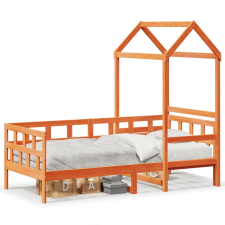 vidaXL viaszbarna tömör fenyőfa kanapéágy tetővel 90 x 200 cm ágy és ágykellék