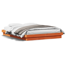 vidaXL viaszbarna tömör fenyőfa LED-es ágykeret 150 x 200 cm ágy és ágykellék