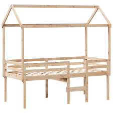 vidaXL viaszbarna tömör fenyőfa magasított ágy tetővel 75 x 190 cm ágy és ágykellék