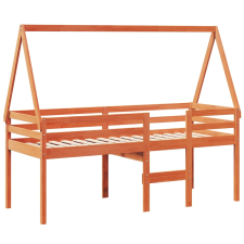 vidaXL viaszbarna tömör fenyőfa magasított ágy tetővel 80 x 200 cm ágy és ágykellék