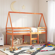 vidaXL viaszbarna tömör fenyőfa magasított ágy tetővel 90 x 190 cm ágy és ágykellék