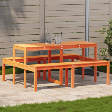 vidaXL Viaszbarna tömör fenyőfa piknik asztal 160 x 134 x 75 cm kerti bútor