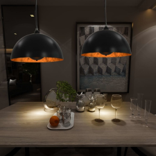 vidaXL vidaXL 2 darab fekete-arany félgömb alakú mennyezeti lámpa 40 cm E27 világítás