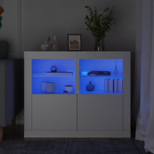vidaXL vidaXL 2 db fehér szerelt fa kisszekrény LED-fényekkel bútor