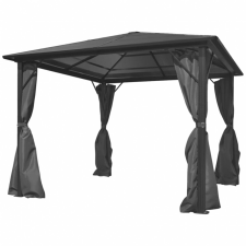 vidaXL vidaXL alumínium kerti pavilon antracitszürke függönnyel 300 x 300 cm kerti bútor