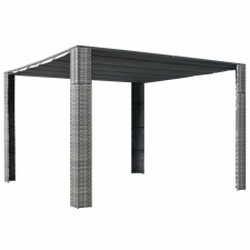 vidaXL vidaXL szürke és antracitszürke pavilon polietilén rattan ponyvatetővel 300x300x200 cm kerti bútor