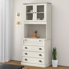 vidaXL VIGO fehér tömör fenyőfa magasszekrény 80x40x176 cm bútor