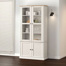 vidaXL VIGO fehér üvegvitrines tömör fenyőszekrény 85x35x170 cm bútor