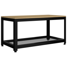 vidaXL világosbarna és fekete MDF és vas dohányzóasztal 90x45x45 cm (286081) bútor