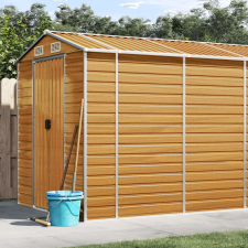 vidaXL világosbarna horganyzott acél kerti fészer 191 x 640 x 198 cm kerti tárolás