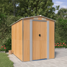 vidaXL világosbarna horganyzott acél kerti fészer 192x274x223 cm kerti tárolás