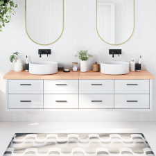 vidaXL Világosbarna kezelt tömör fa fürdőszobai pult 220x60x6 cm fürdőszoba bútor