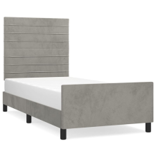 vidaXL világosszürke bársony ágykeret fejtámlával 100x200 cm (3125800) ágy és ágykellék