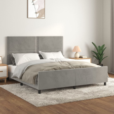 vidaXL világosszürke bársony ágykeret fejtámlával 160 x 200 cm ágy és ágykellék