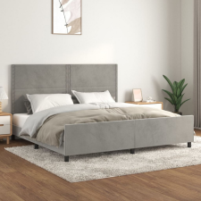 vidaXL világosszürke bársony ágykeret fejtámlával 200 x 200 cm ágy és ágykellék
