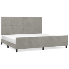 vidaXL világosszürke bársony ágykeret fejtámlával 200 x 200 cm (3125714) ágy és ágykellék